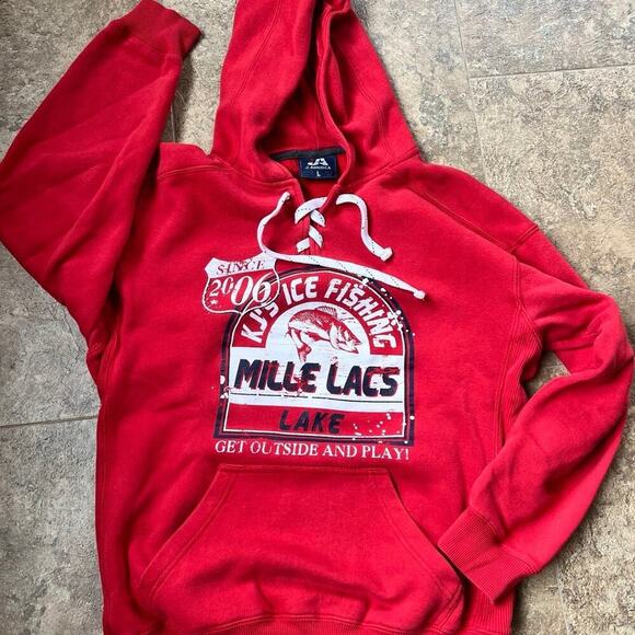 J America Sweatshirt Men's size L, Red hoodie sweatshirt - Picture 2 of 6